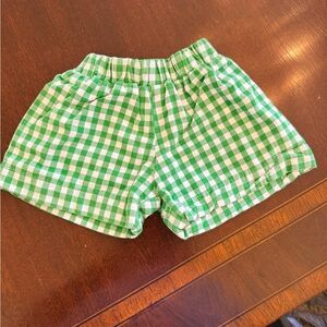 The Beaufort Bonnet Company Green and White Gingham Kids Shorts